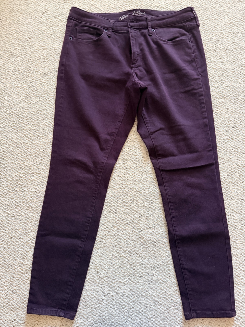 Universal Thread Mid Rise Skinny Jeans Womens 10 30R Plum Purple Stretch Ankle